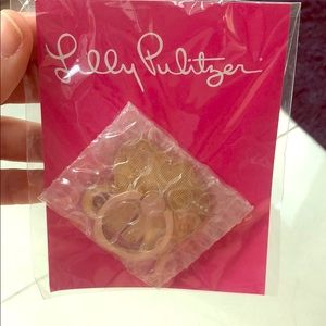 NWT: Lilly Pulitzer gold elephant metal phone ring